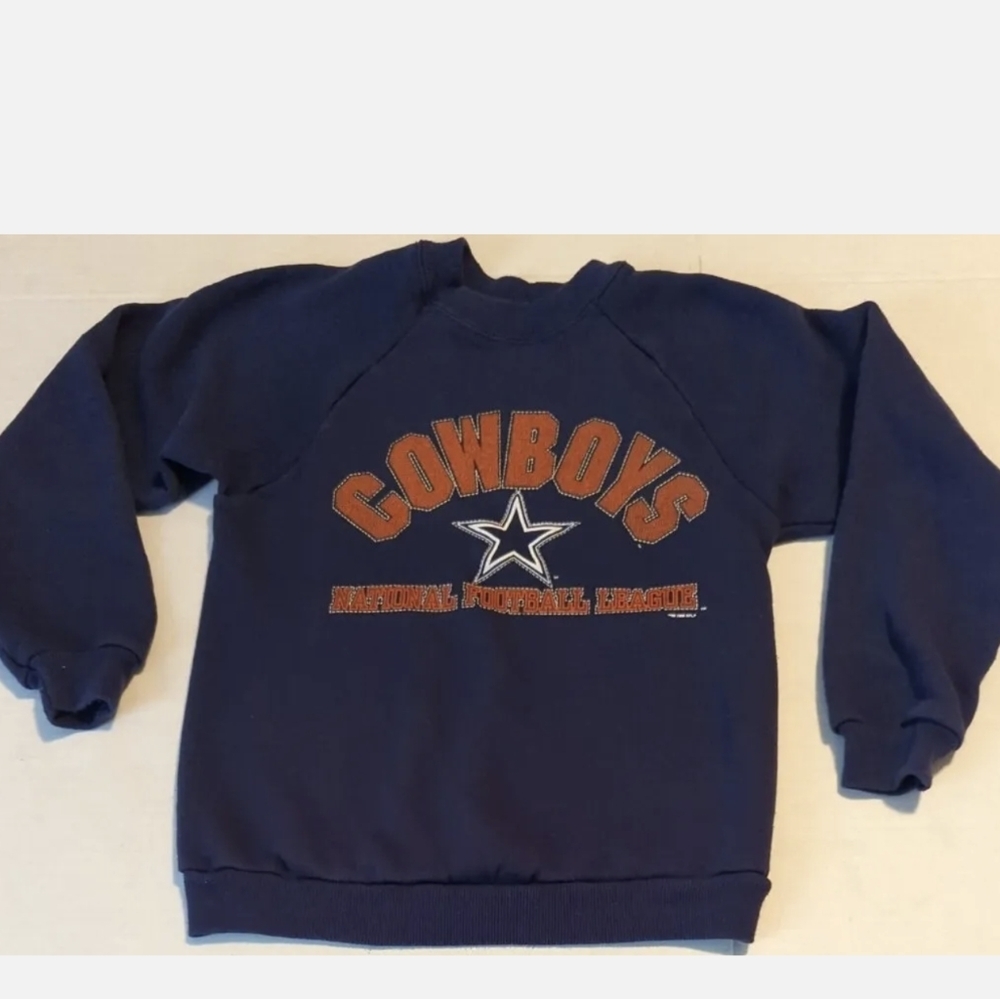1996 Vintage Hanes Dallas Cowboys NFL Football Blue Kids Sweatshirt Crew 90s M